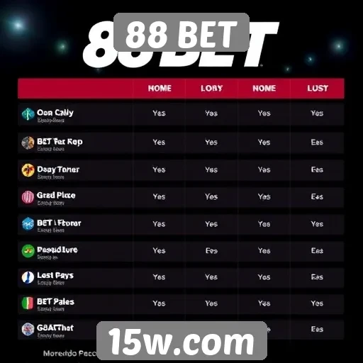 Comparativo entre 88 BET e concorrentes do mercado